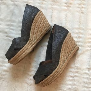 Like New Tory Burch Peeptoe Espadrille Wedges